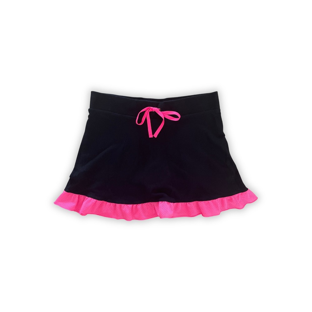 Girls Black & Neon Pink Skort Mesh Ruffle Athletic Skirt Size XL(16)